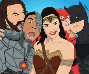 Aquaman, Cyborg, Wonder Woman, The Flash, Batman