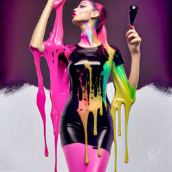 Idle Rainbow Paint Exploding In A Glamour Photosho