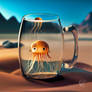 idle Mug with beer filled with smiling jellyfish i