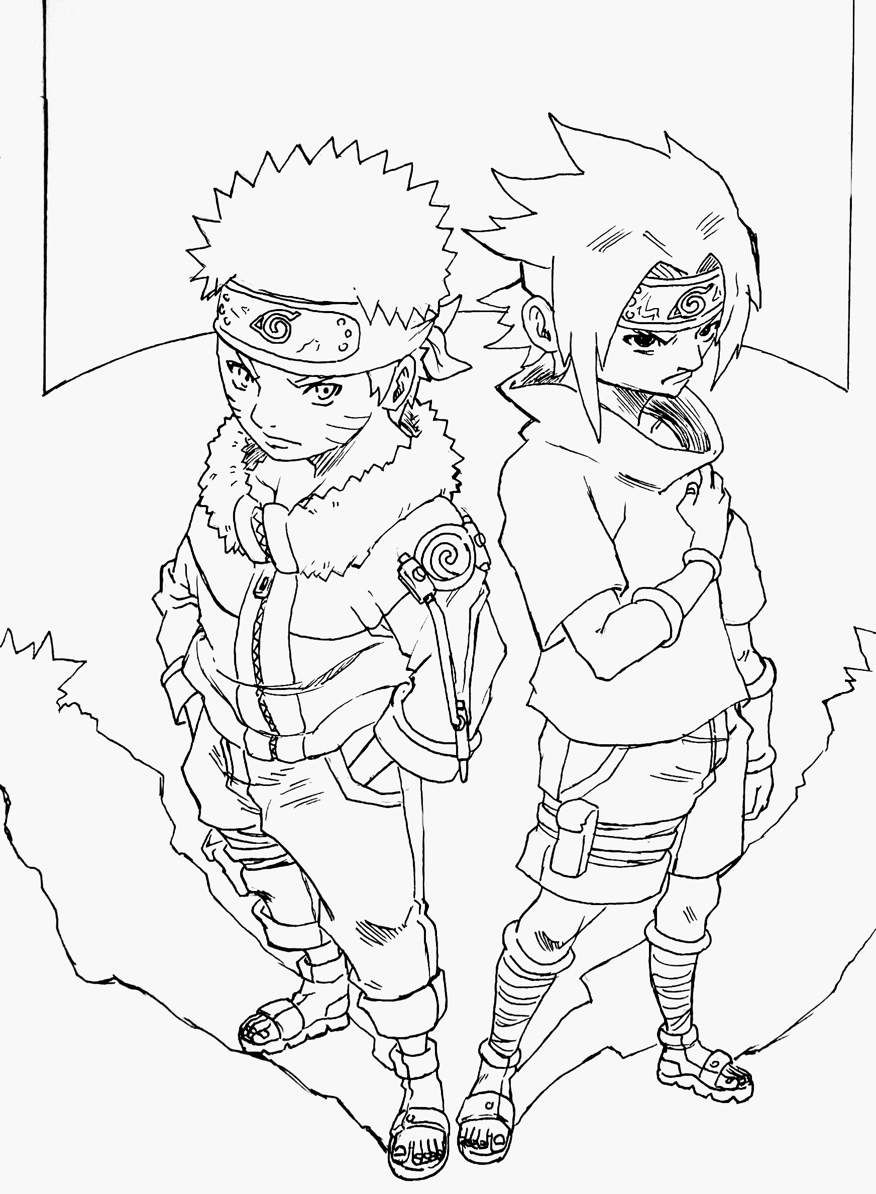 Naruto Sasuke Coloring Pages  Naruto drawings, Anime lineart, Naruto