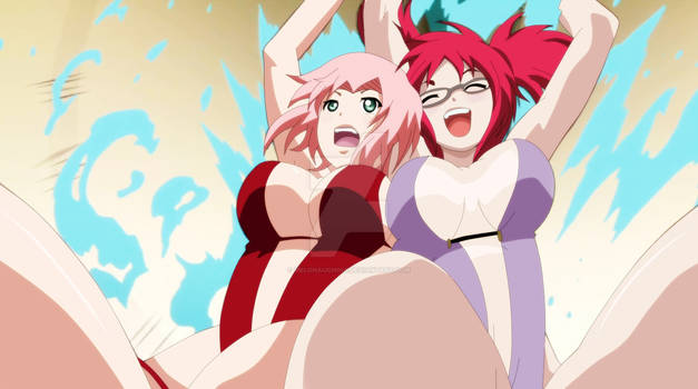 Sakura and Karin slipping