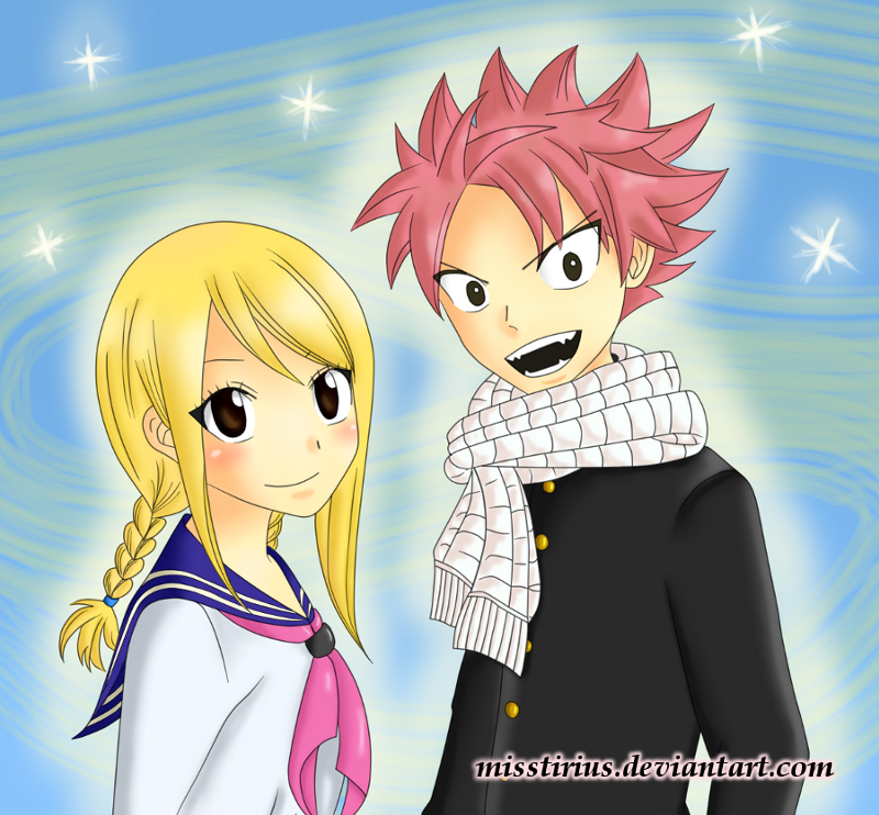 [Colouring] Natsu and Lucy in uniform