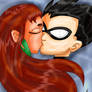 Robin x Starfire kiss XD