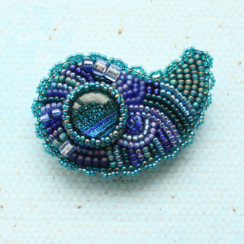 blue paisley brooch