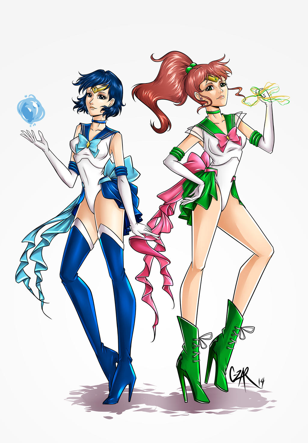 Sailor Mercury and Sailor Jupiter