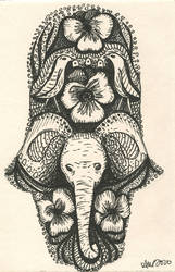 Elephant Hamsa Tattoo Design