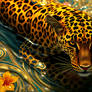 Leopard in the water