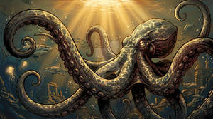 Giant Kraken Underwater