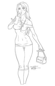 Lineart Series Drinking Girl