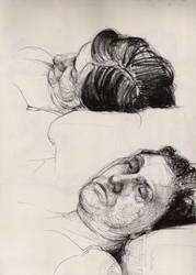 Sleeping woman. Head practice.