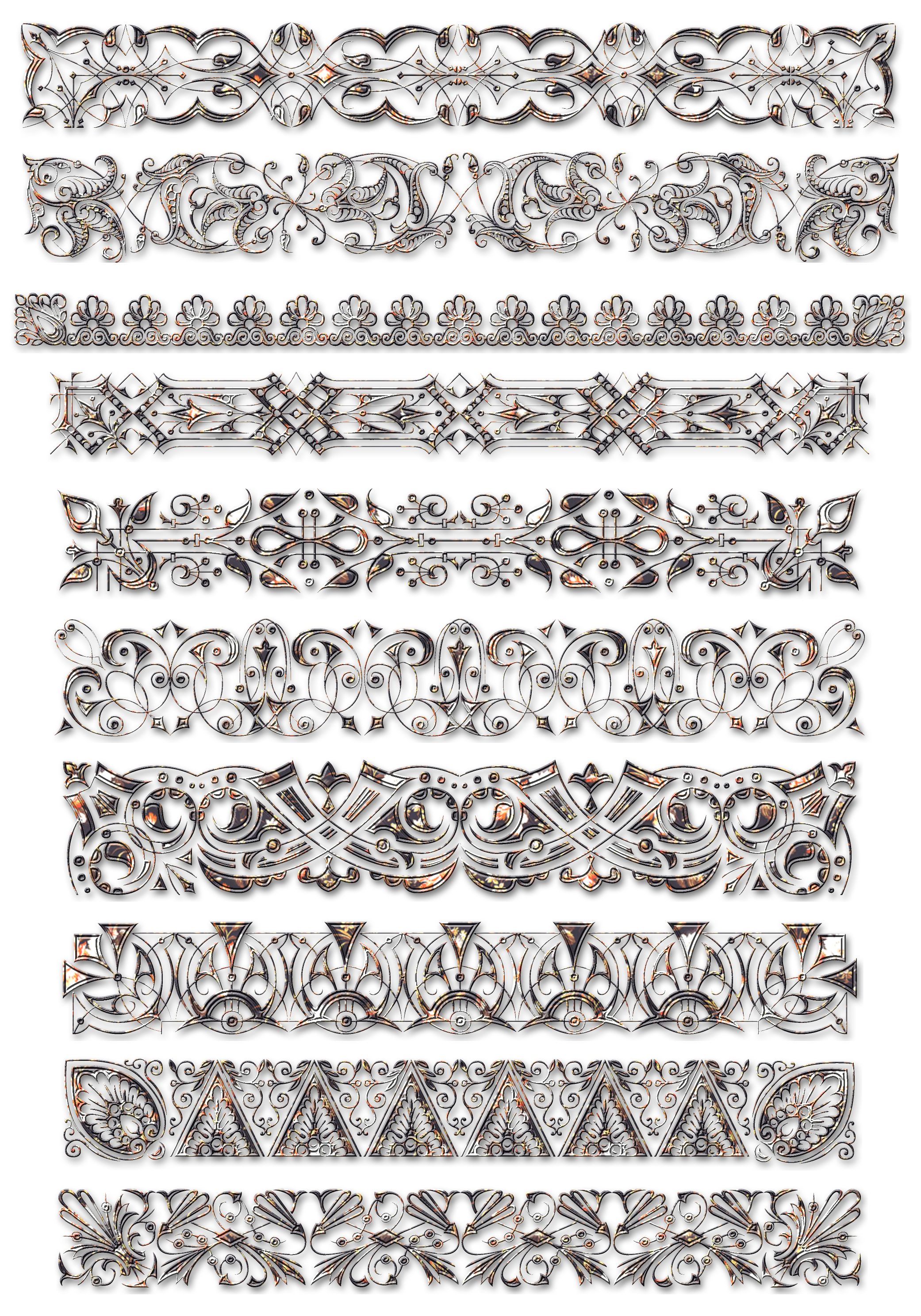 10 European Classic Lace Borders PNG