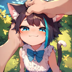 petting the cat girl