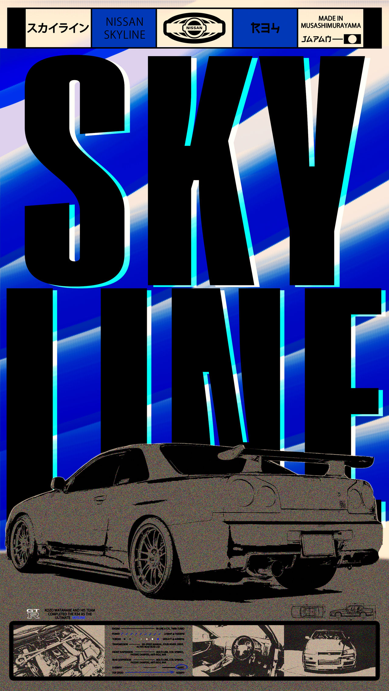 Nissan Skyline R34 GT-R Poster by kxmdesign on DeviantArt
