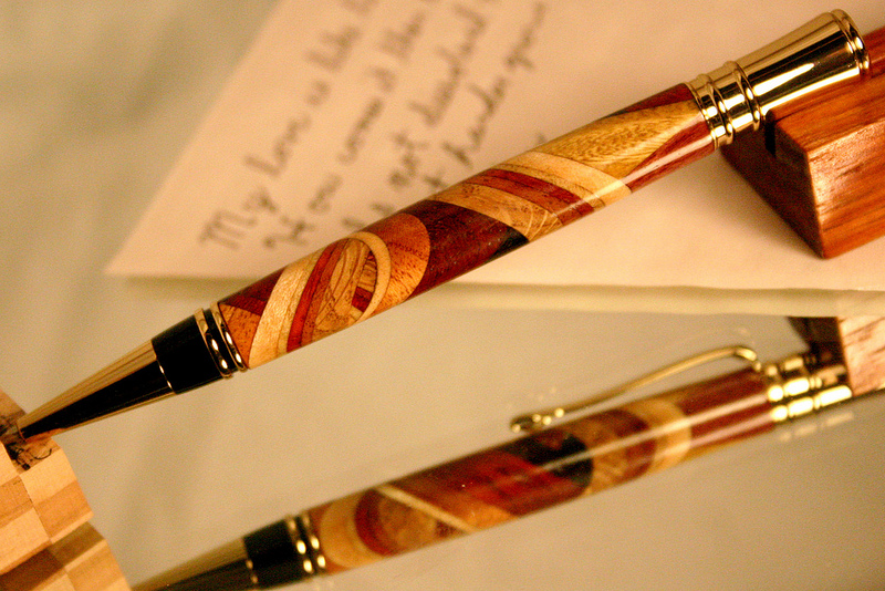 Dementia handcrafted wood pen in abstract pattern