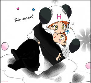 +Hikaru and Kaoru twin pandas colored+