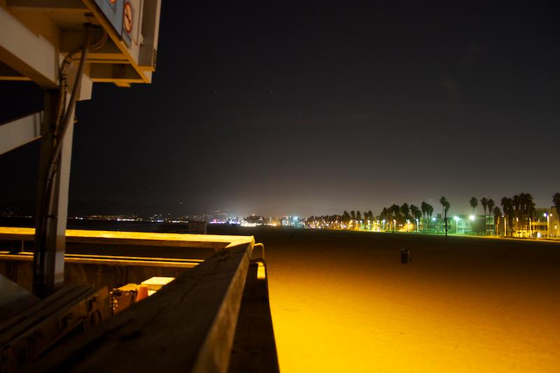 Venice beach at night