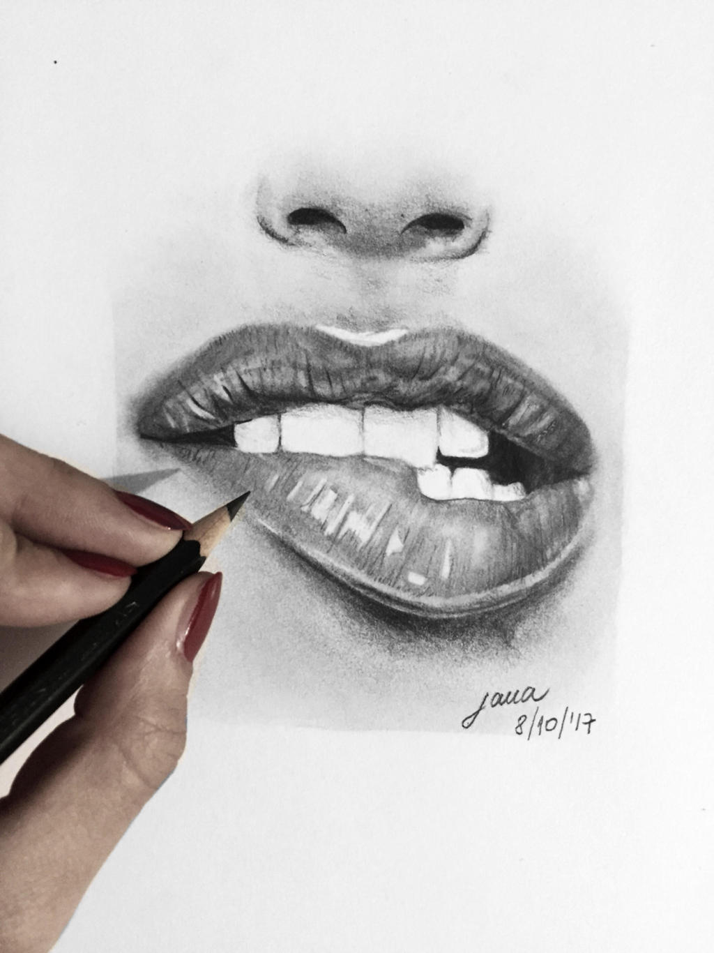biting lip black and white c Hand Drawing Lips On Stock Illustration 316126613 Biting Lips Vector Images