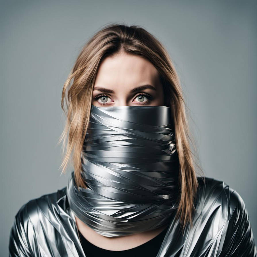 Woman with duct tape tightly wrapped around her mo by Blover669 on ...