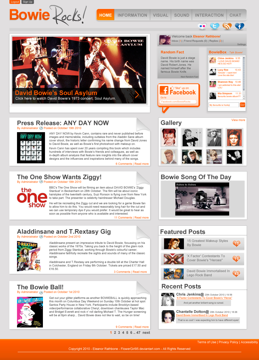 David Bowie Fan Site Design