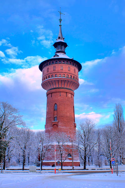 Water tower in Winter HDR