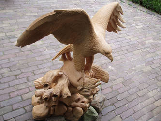 Eagle with salmon1 by woodcarve