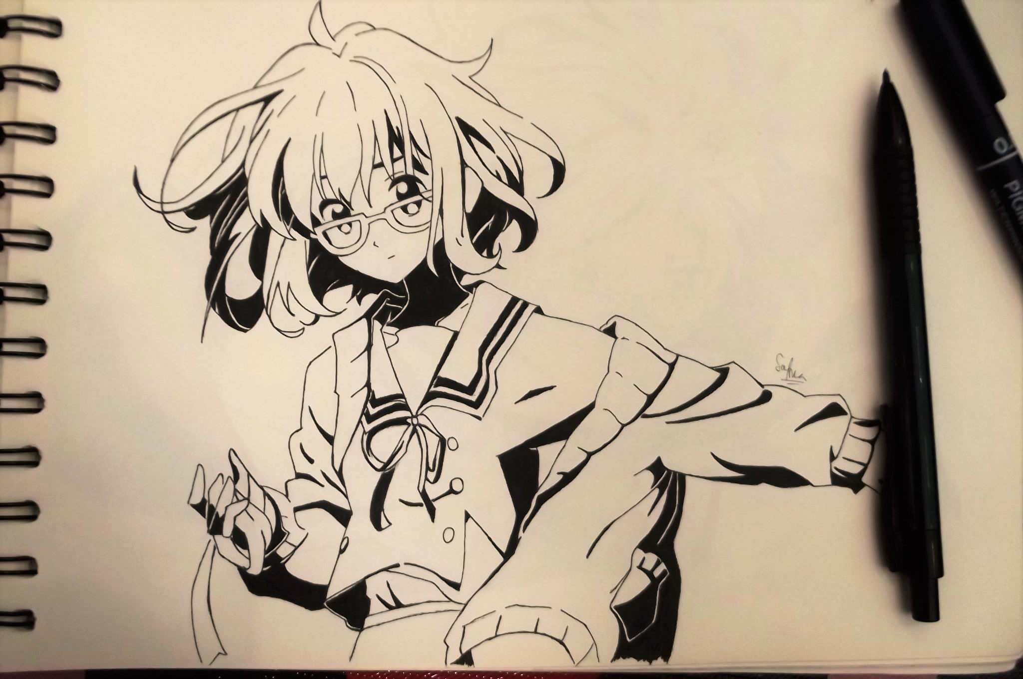 Drawing based on scene in Anime (Kyoukai no Kanata: Mirai Kuriyama) :  r/AnimeSketch