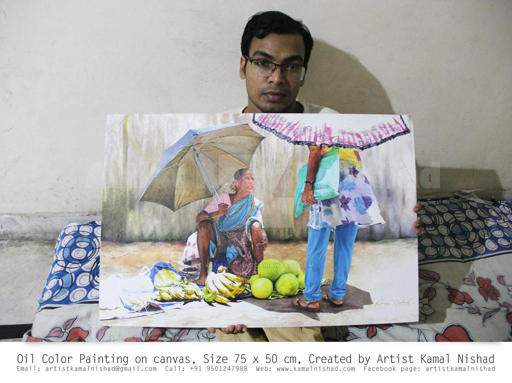 The Fruit Seller - Oil Painting by Kamal Nishad