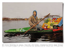 FRUIT SELLER - (Male) Oil Painting by Kamal Nishad