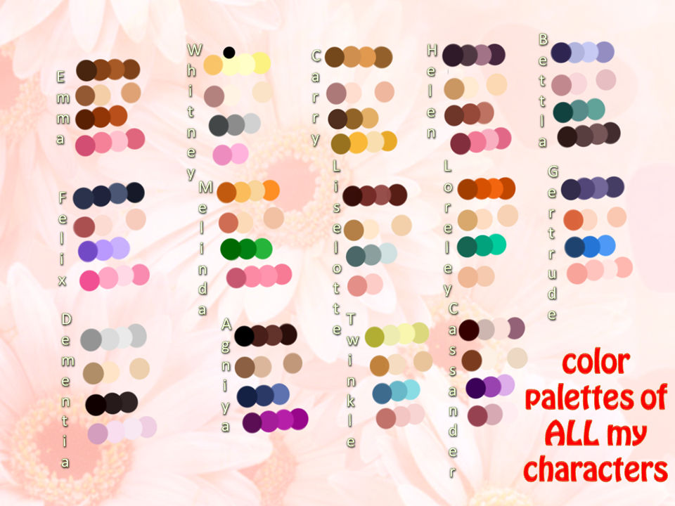 All Characters Color Color Palletes of ALL my characters by qMEracleb on DeviantArt