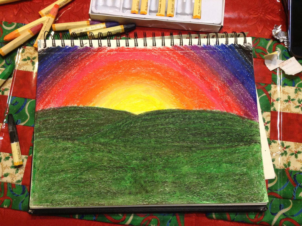 oil pastel sun set