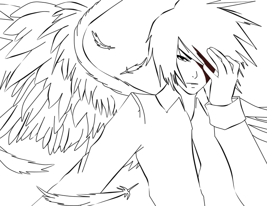 Download White Anime Angel lineart by thebl on DeviantArt