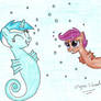 Sea Pony Lyra and Scootaloo