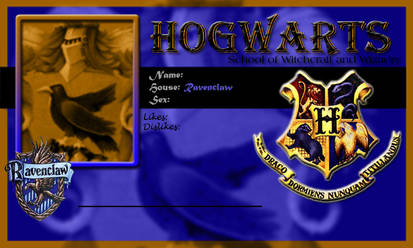Hogwarts School Card Ravenclaw Template