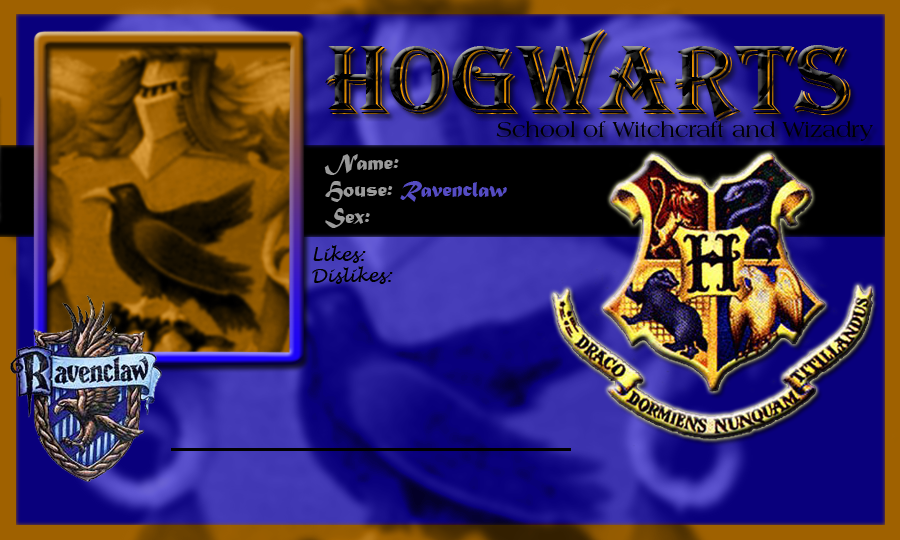 Hogwarts School Card Ravenclaw Template