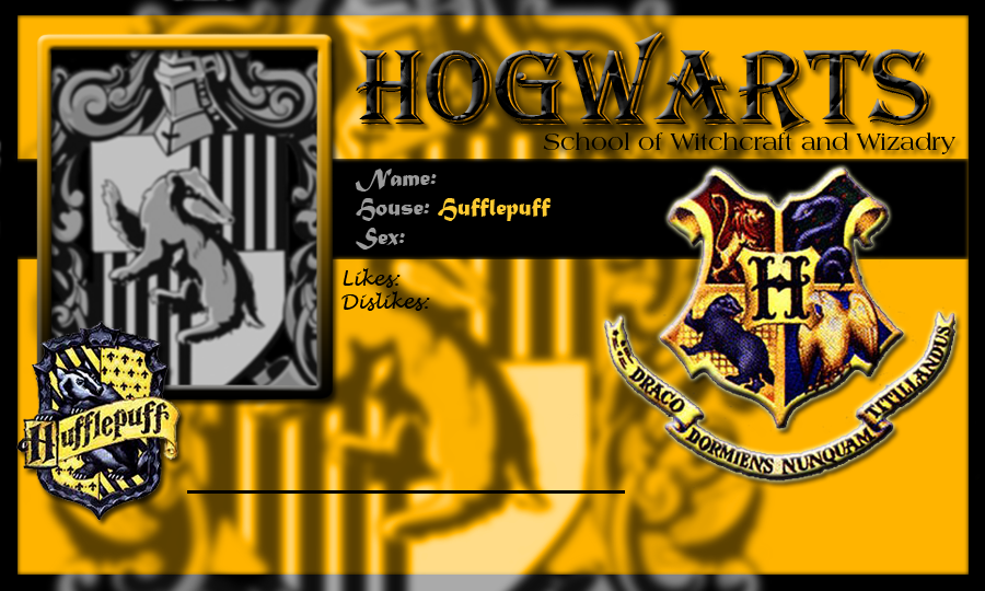 Hogwarts School Card Hufflepuff Template