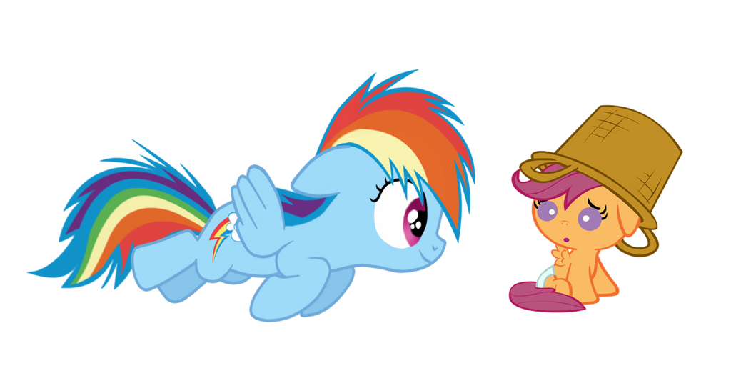 Filly Rainbow Dash and Baby Scootaloo