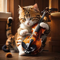 Cat playing a Violin by Zena686