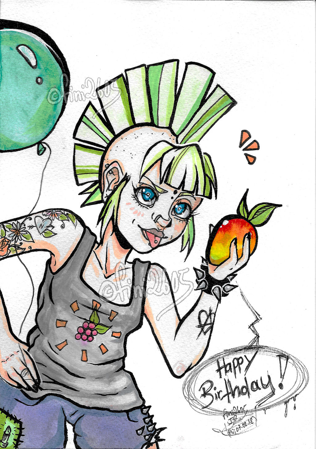 Happy Birthday Nicole Mohawk Punk Girl By Fini2605 On Deviantart