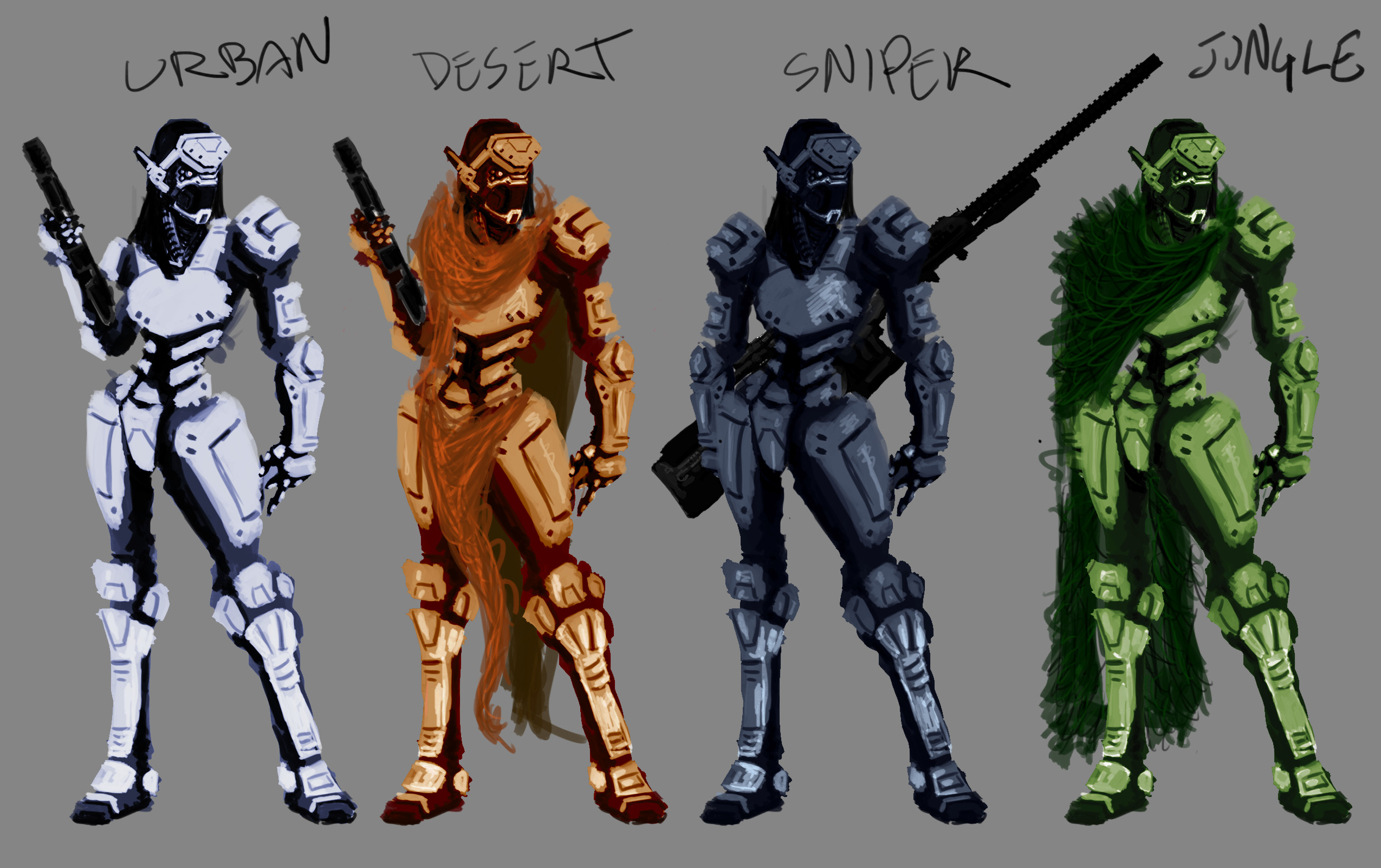 Female Combat Armor Variations