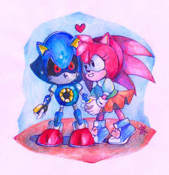 Metal Sonic and Classic Amy