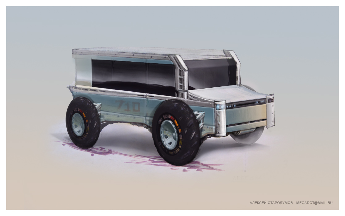 Concept sketch of all-terrain vehicle.