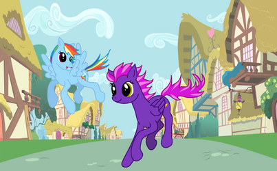 Showing speed to Rainbow Dash