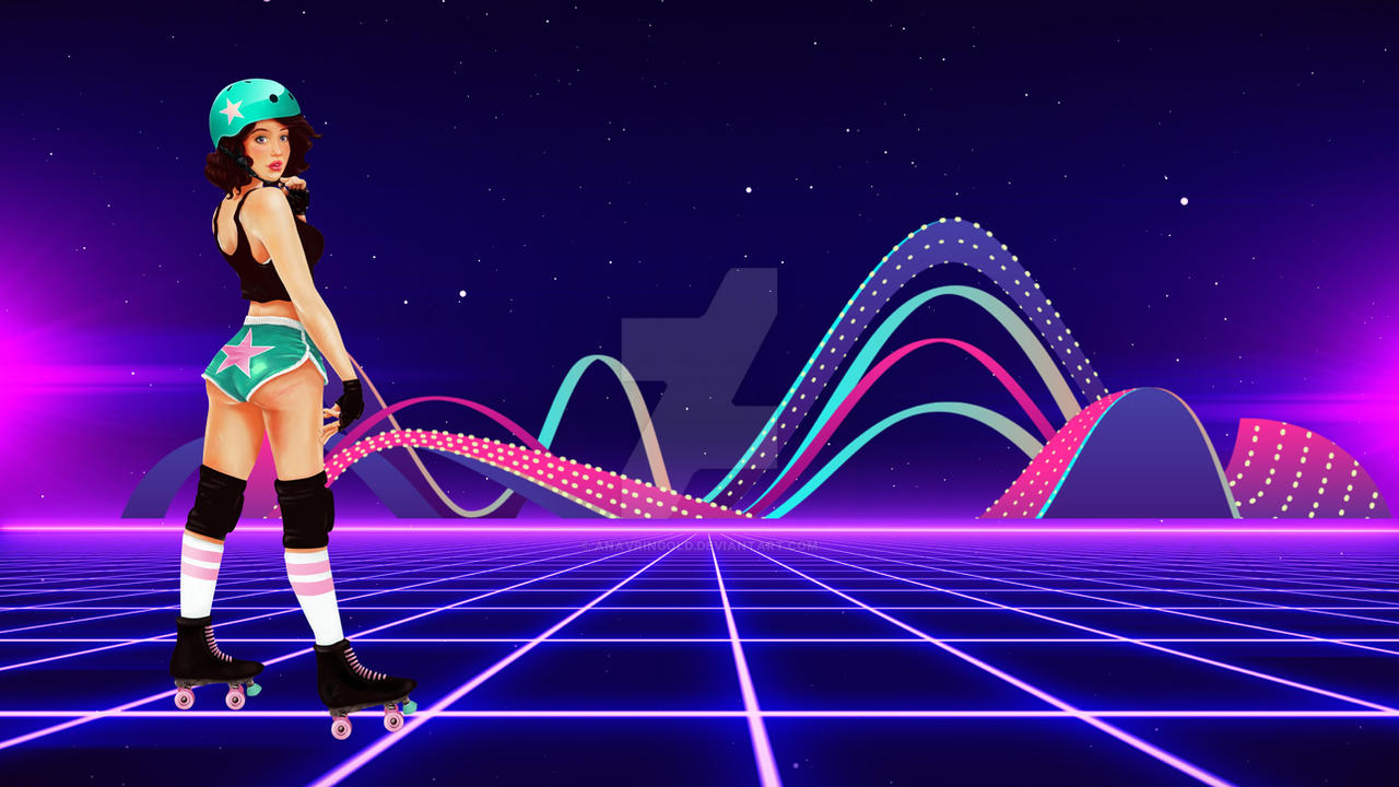 Pin up Template Roller Girl Cyberpunk Background By Anavringold On pin-up-template-roller-girl-cyberpunk-background-by-anavringold-on
