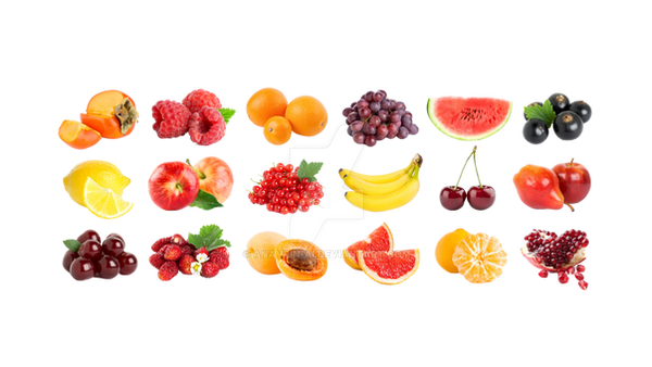 fruits isolated PNG transparent background