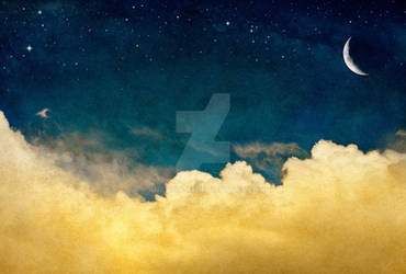 Night Sky Moon And Clouds Illustration