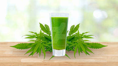 Green Juice Detox With Marijuana Leafs