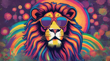 Lion with sunglasses - psychedelic animals (3)