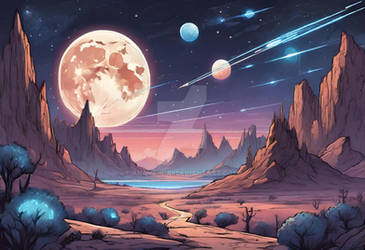 Full Moon Night Landscape Background (73)