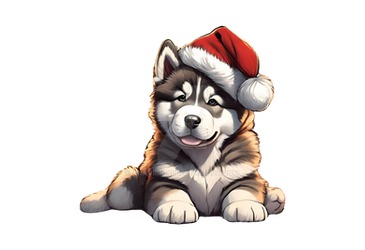 Alaskan Malamute Puppy dog christmas PNG (4)