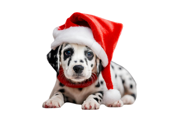 Dalmatian santa claus puppy dog isolated (3)